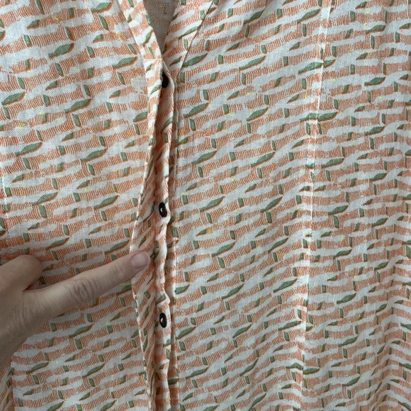 Maeve Lena Yarn Dyed Tunic Orange Size S Oversized Sheer Boho Beachy Resortwear - Picture 7 of 13